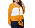 Plus Size Women’s Spring & Autumn V-Neck Long-Sleeve Open Placket Top – Casual Chic Lightweight Blouse