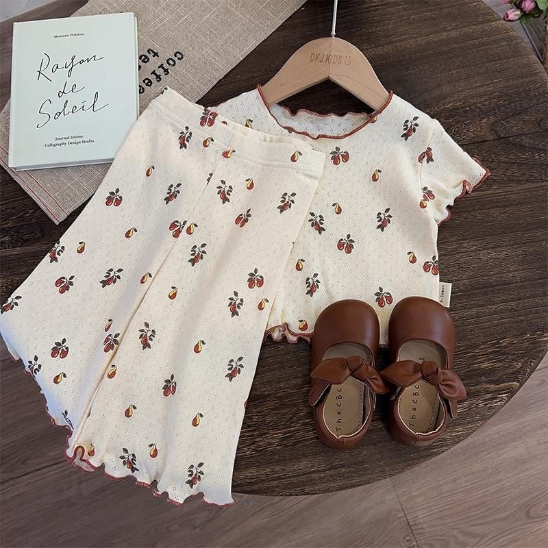 Girls’ Summer Home Wear Suit – Soft & Comfortable Baby Outfit Set for Everyday Use - RAC26JP5370BATS