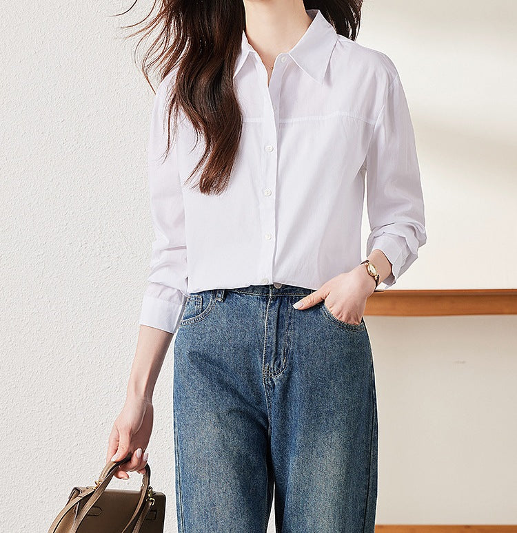 Women's Long Sleeve Workwear Blouse - Elegant Office Style for Spring & Autumn
