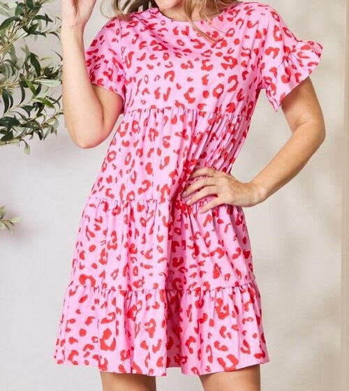 Women's Double Take Short Flounce Sleeve Tiered Dress