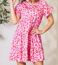 Women's Double Take Short Flounce Sleeve Tiered Dress