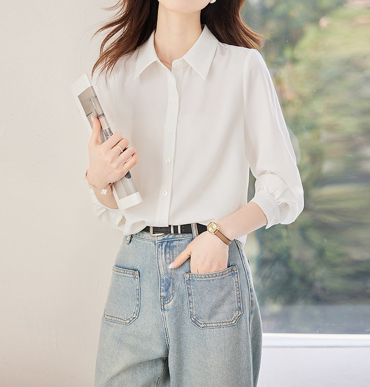 Women's College Student Career Interview Dress Shirt - Professional Button-Up Blouse