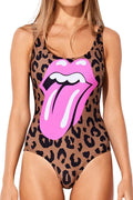 Women Round Neck One Piece Printed Style Breathable Swimwear