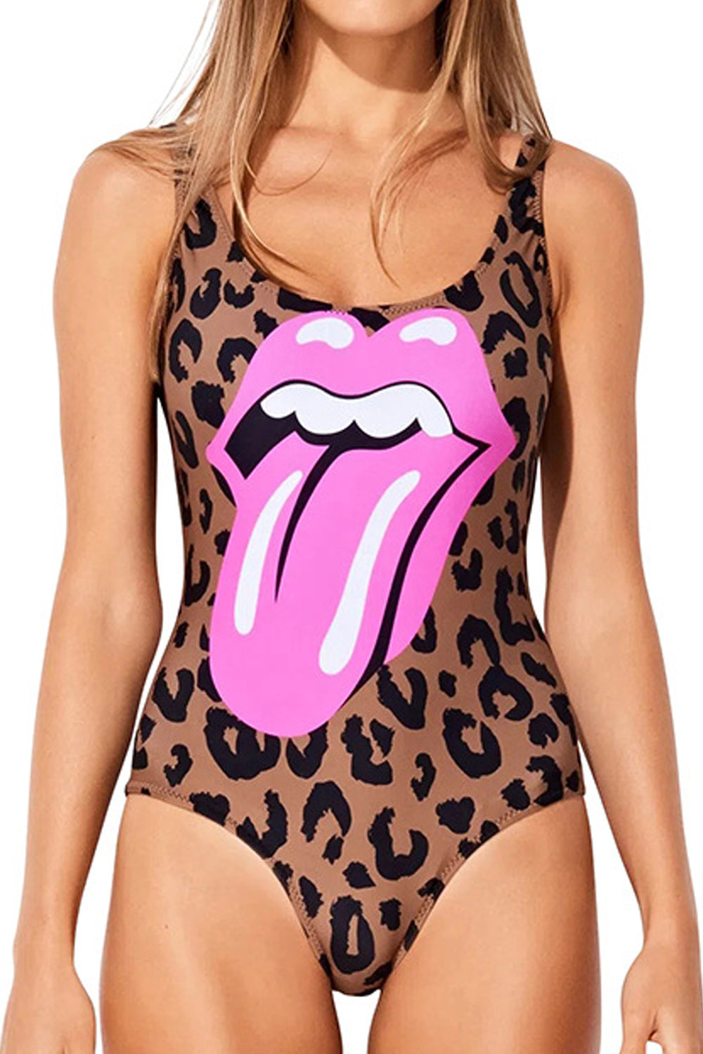 Women Round Neck One Piece Printed Style Breathable Swimwear