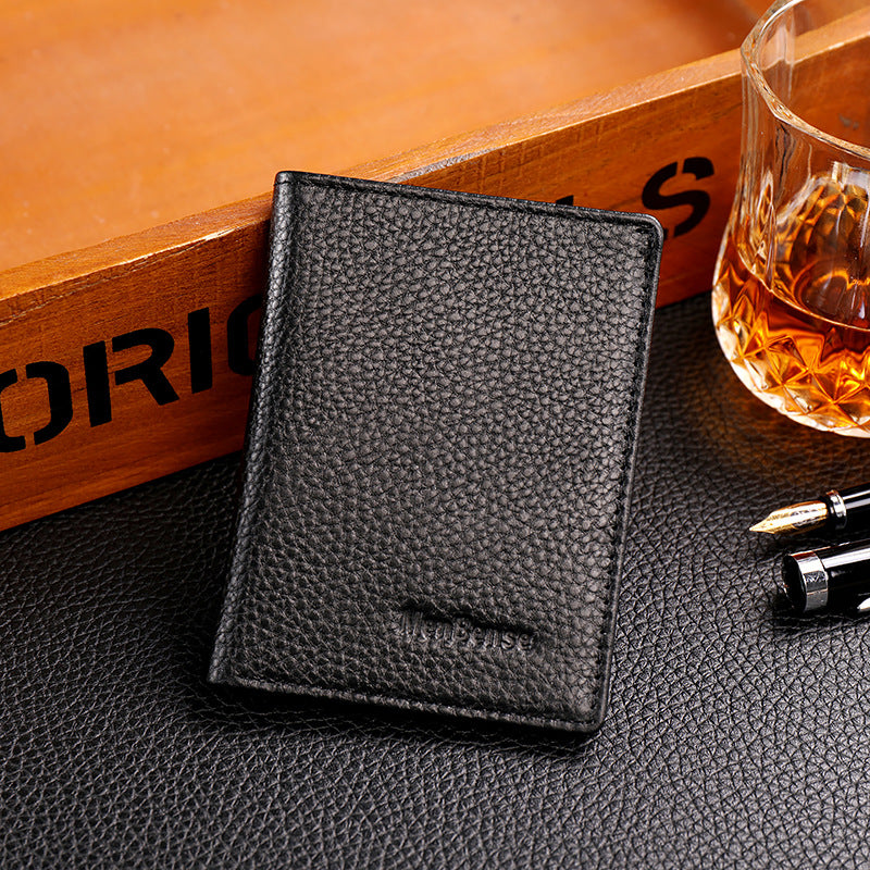 Genuine First-Layer Cowhide Leather Driver’s License Wallet – Men’s Vertical Motor Vehicle Card Holder Case