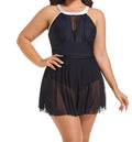 Plus Size Women’s Halter Neck Lace-Up Backless One-Piece Swimsuit - RAC25JP2612WPSW
