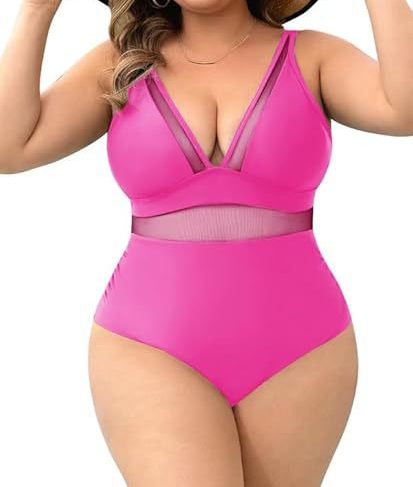 New Large Size Solid Color One-Piece Swimsuit with Chest Pads – Elegant High-End Women’s Swimwear - RAC25JP2661WPSW