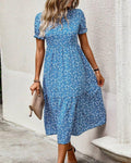 Women's Printed Round Neck Short-Sleeve Dress
