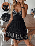 Women's Deep V Neck Lace-Up Suspender Holiday Maxi Dress