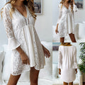 Women's Elegant Lace Patchwork Dress – Slim Fit Fashion Casual Outfit