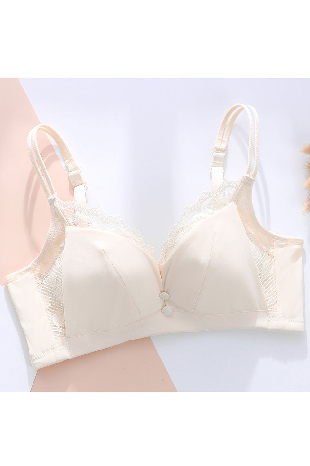 Women Three Hooks Non Wire C Cup Bra
