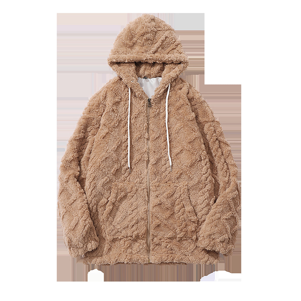 Women’s Winter Lambswool-Style Jacket – 100% Polyester Fiber Warm Outerwear