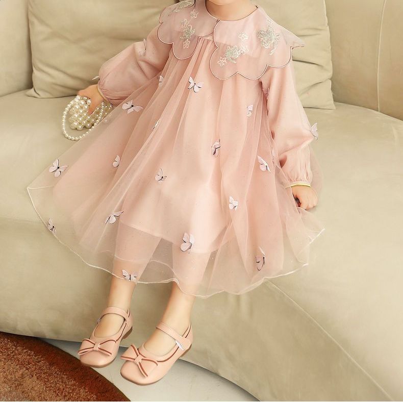 Spring New Style Girls’ Long-Sleeved Butterfly Mesh Princess Dress - RAC25JP3268GDRESS