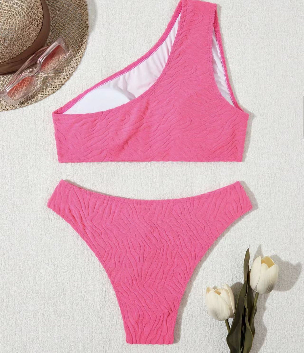 New Foreign Trade Split Towel Fabric Shoulder Hollow Fashion Bikini
