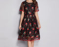 Summer Hot Style Hollowed-Out Midi Dress – Elegant A-Line Lace, Versatile Office & Casual Wear, Youthful Charm