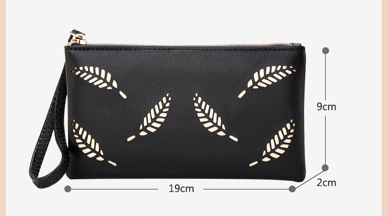 New PU Leather Cut-Out Zipper Women’s Mobile Phone Bag Coin Purse Wallet