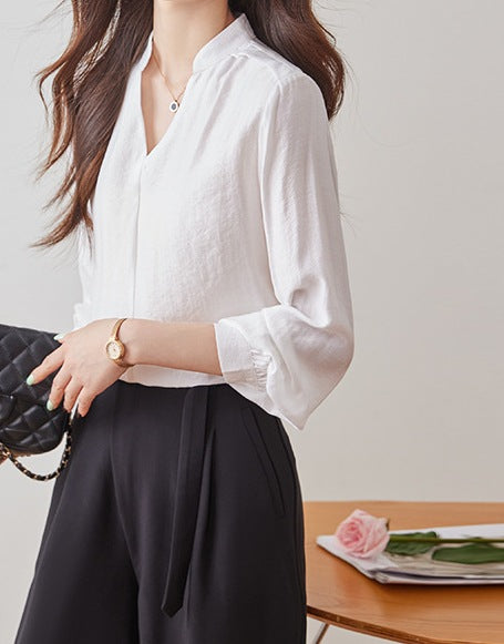 Women's V-Neck Spring & Autumn Casual High-End Plus Size Fashion Shirt