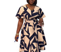 2025 Spring Summer Elegant Women's V-Neck Digital Print Slit Dress – Chic Lightweight Casual Maxi Dress