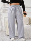 Plus Size Women's Casual Pants – Autumn & Winter Straight Leg Slim Trousers with Drawstring Elastic Waist