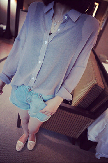 Women's Versatile Chiffon Lightweight Shirt - Loose Fit Air-Conditioning Layer