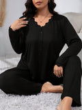 Casual Plus Size Home Wear Set for Women – Autumn & Winter Two-Piece Loungewear Suit, Loose and Comfortable