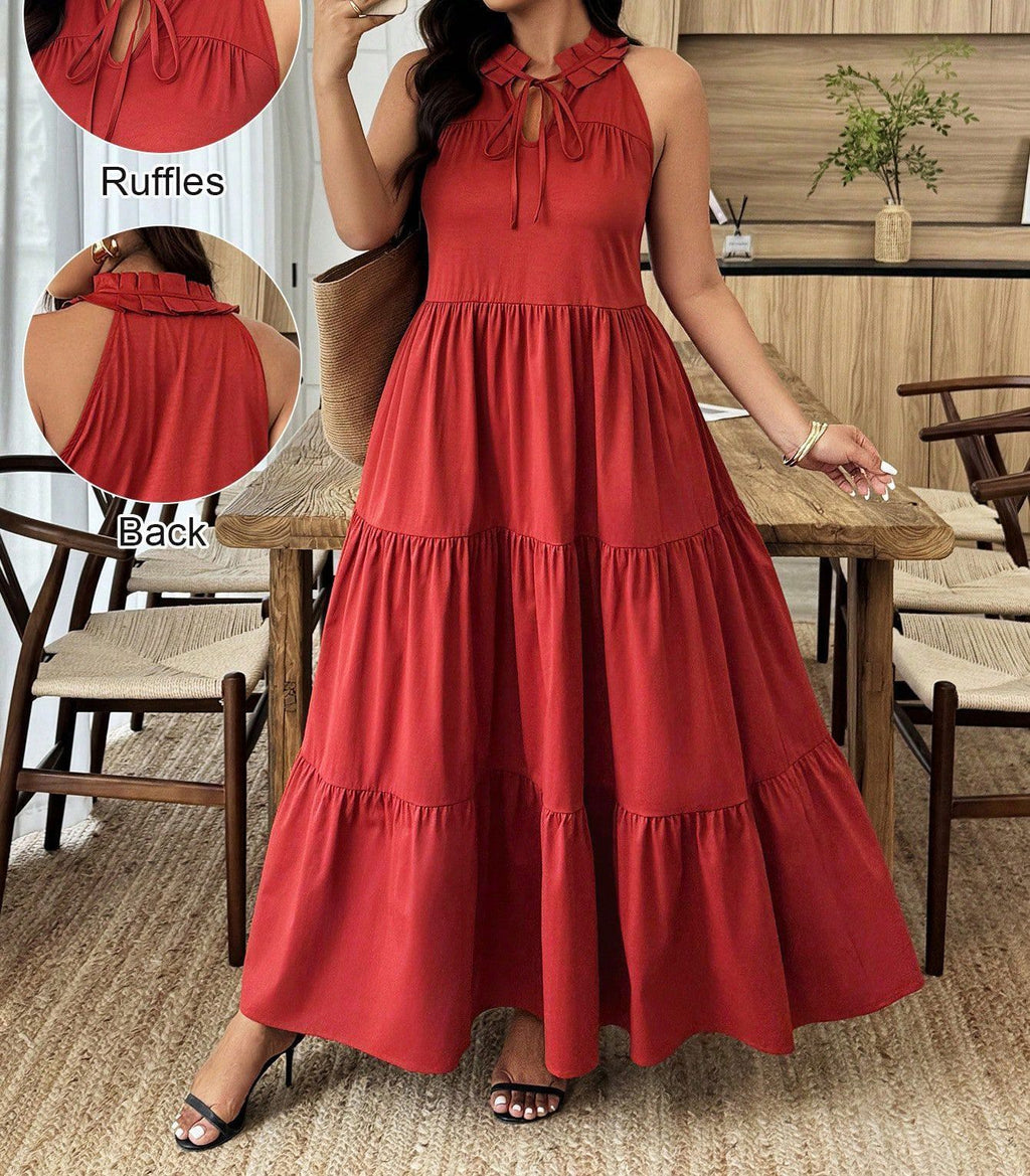 Women's Plus Size Sleeveless V-Neck Casual Dress
