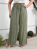 2025 Spring & Summer Women’s Elegant Loose Casual Pants – Large Size, Elastic Waist, Straight-Leg Trousers