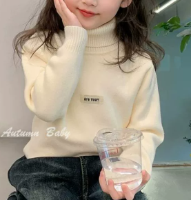 Girls Warm Turtleneck Knitted Sweater