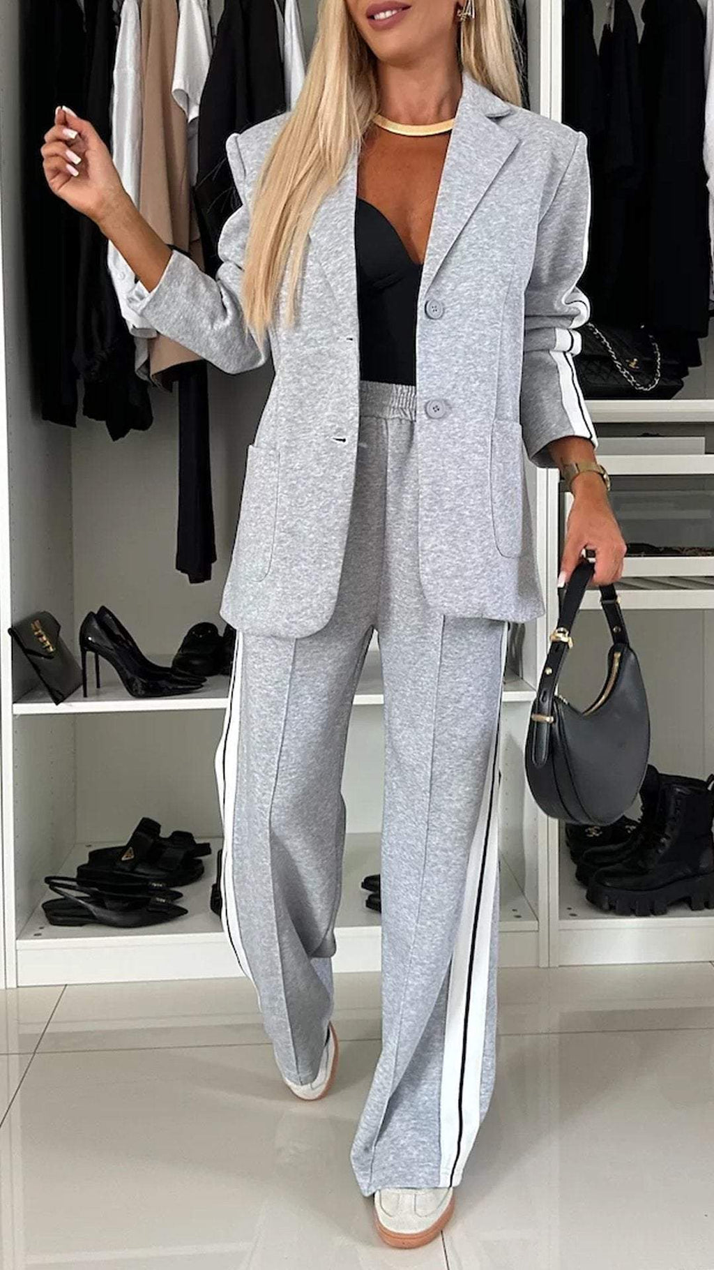 Women's Autumn & Winter Long Sleeve Lapel Casual Two-Piece Set