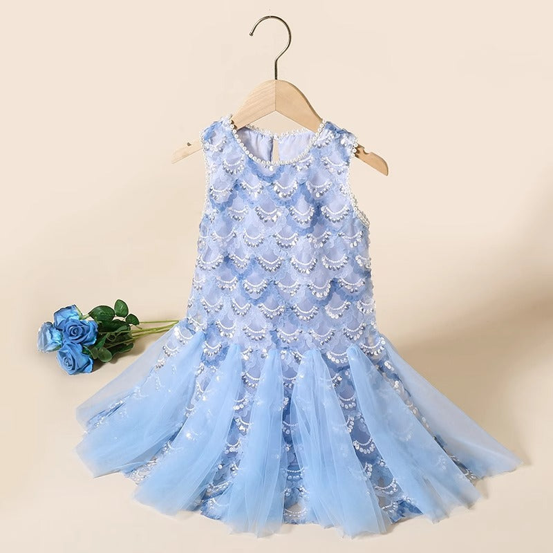 Summer New Style Girls’ Princess Dress – Sparkling Sequined Fishtail Dress - RAC25JP3270GDRESS