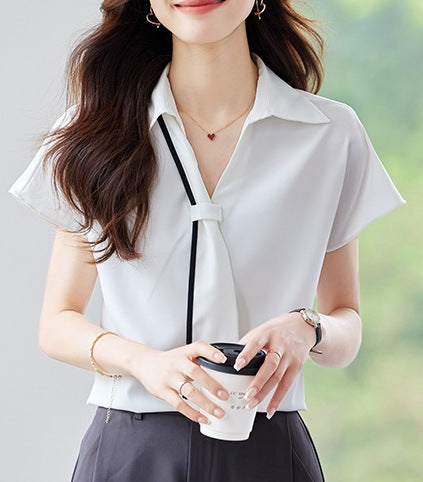 Women's Short-Sleeved Summer Shirt - Lightweight Elegant Casual Top
