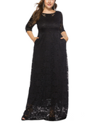 Women Plus Size Lace Pocket Formal Dress