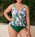 Plus Size Women’s Printed Two-Piece Swimsuit Set – Comfortable Stretch Beach & Pool Swimwear
