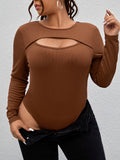 Plus Size Women’s Simple Commuter Jumpsuit – Autumn & Winter Slim Fit Design, Three-Quarter Sleeve Tapered Pants