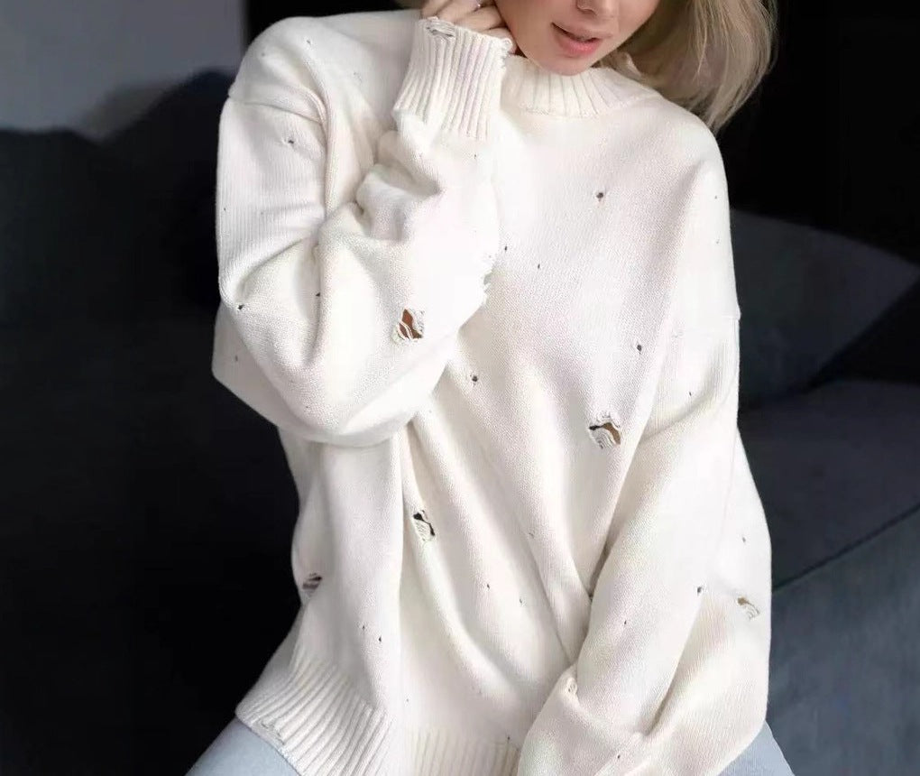 Women's Ripped Knitted Sweater