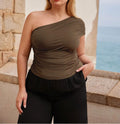Large Size Women's Oblique Collar Sister T-Shirt – Summer Off-Shoulder, Elegant & Stylish Top