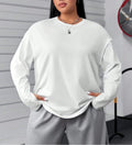 Plus Size Women's Crew Neck Sweatshirt – Simple Style Autumn & Winter Loose Fit, Slimming Comfortable Long Sleeve Pullover Top