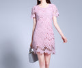 Loose-Fitting Openwork Lace A-Line Dress – Plus Size, Casual & Versatile