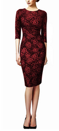 Round Neck Floral Pencil Dress