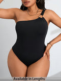Plus Size Women’s One-Sided Suspender Bodysuit with Summer Sleeveless Design and Waist-Slimming Tapered Pants
