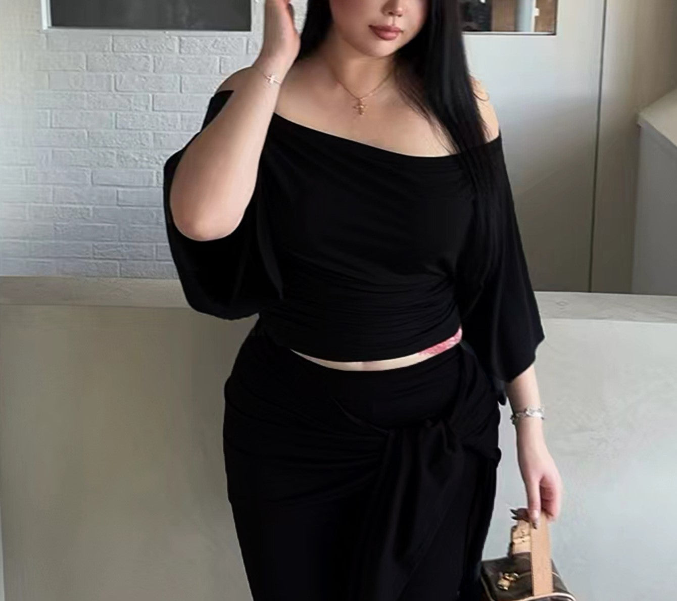 Plus Size Sweet & Spicy Two-Piece Set – Autumn/Winter Hot Girl Fashion Slimming Outfit