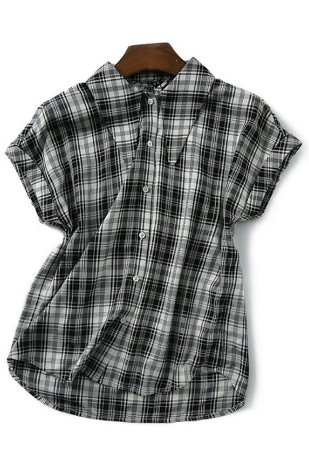 Women's Collar Design Silk Short-Sleeved Top Shirt Summer Style