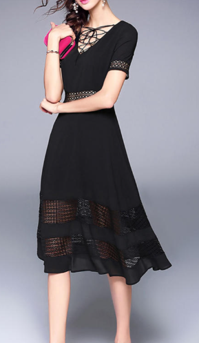Womemn Stylish V Neck Party Dress