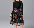 Plus Size French-Style Floral Lace Dress – A-Line Casual Sun Protection Skirt with Organza Print