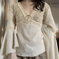 Women's Lightweight V-Neck Bell Sleeve Casual Top – Comfortable Everyday Fashion Shirt