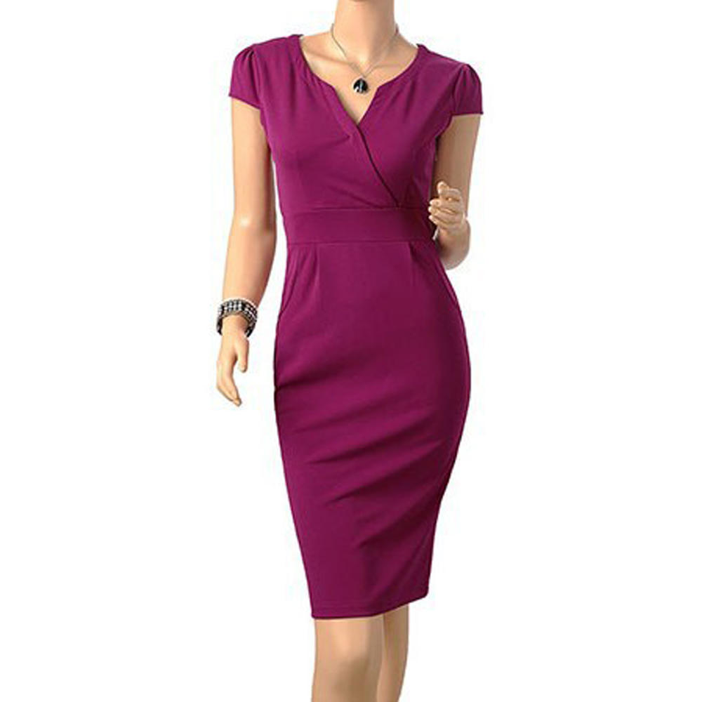 Women V Neck Evening Bodycon Dress