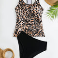 New Leopard Print Slim Fit High Waist Split Bikini Swimsuit