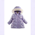 Girls' Bright Leather Waist Cotton Coat – Trendy Winter Outerwear for Small and Medium-Sized Children - RAC25JP3257GOW