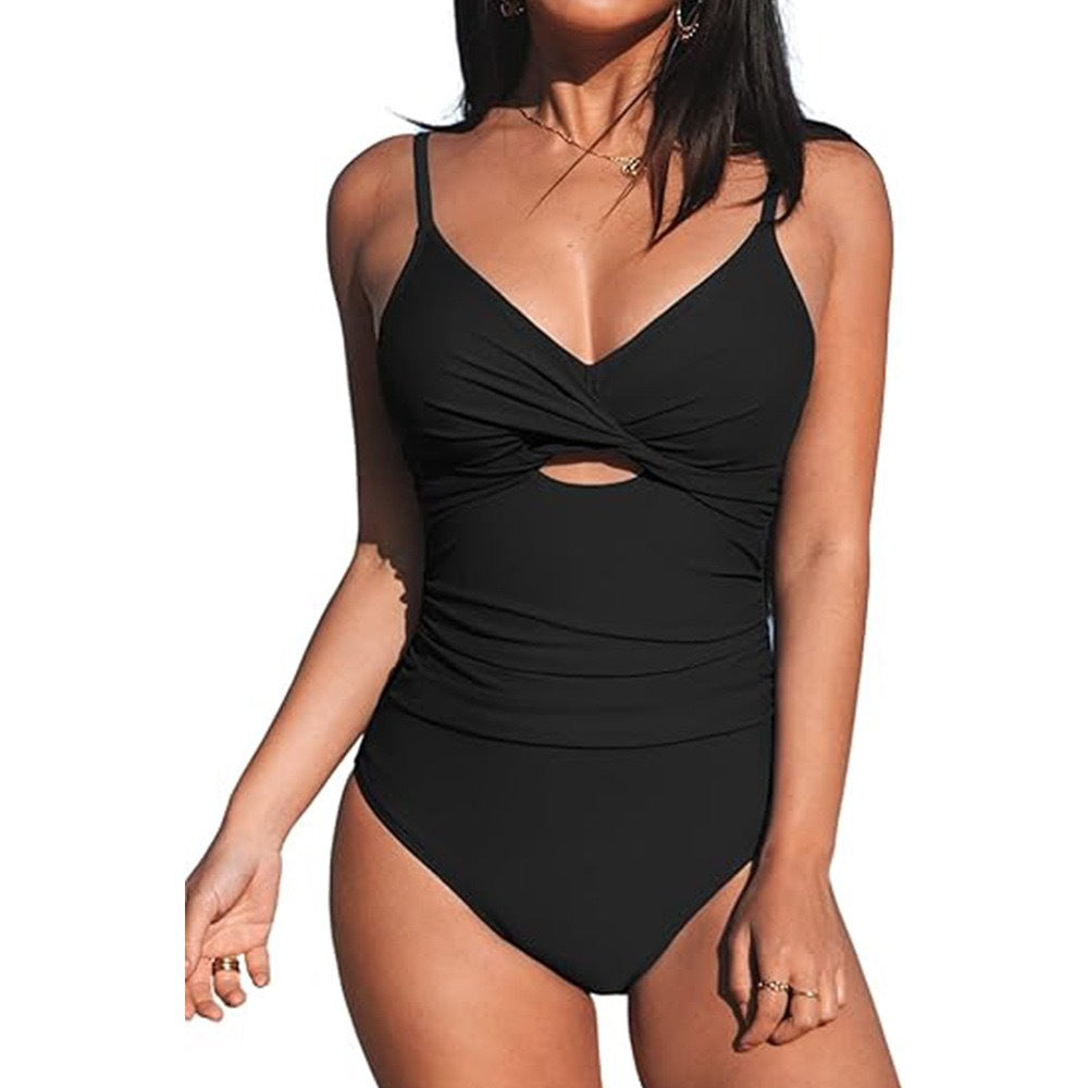 Women's Hollow Pleated Slim Bikini Swimwear