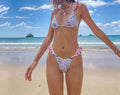 New Digital Print Low-Cut Ruffled Bikini - Three-Point Split